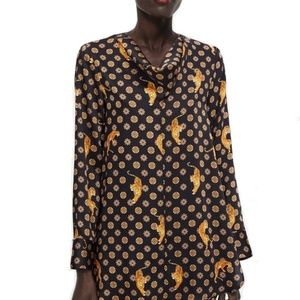 Zara  Printed Tiger Blouse, XS